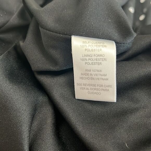 R&K Dress Size 8 Black White Polka Dots Scoop Neck Sleeveless Midi Sheer Lined - Picture 8 of 10